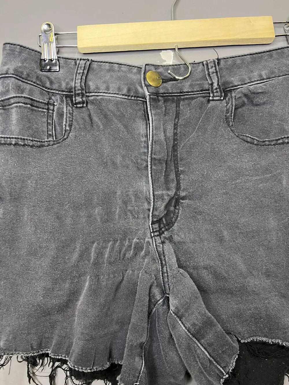 American Eagle Outfitters Shorts Womens 12 Gray Hi Rise Shortie Stretch Cutoff
